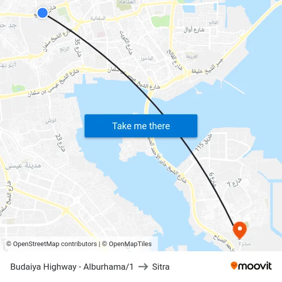 Budaiya Highway - Alburhama/1 to Sitra map