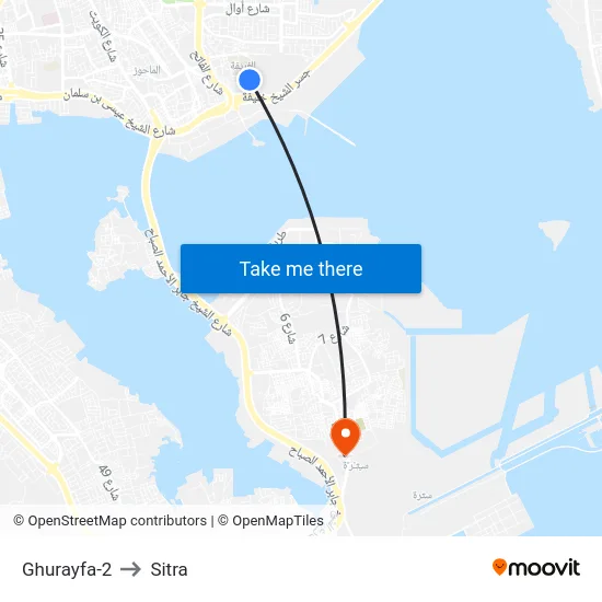 Ghurayfa-2 to Sitra map