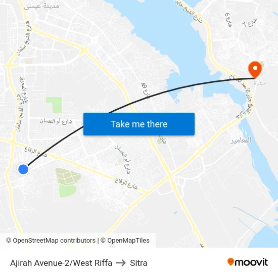 Ajirah Avenue-2/West Riffa to Sitra map