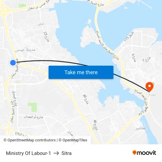 Ministry Of Labour-1 to Sitra map