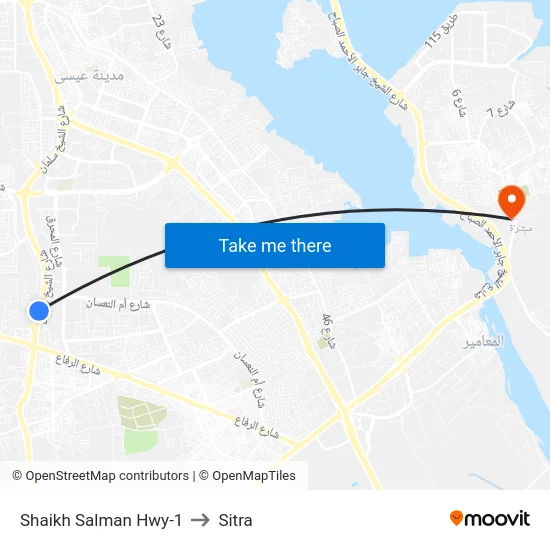 Shaikh Salman Hwy-1 to Sitra map