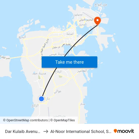 Dar Kulaib Avenue-5 to Al-Noor International School, Sitra map