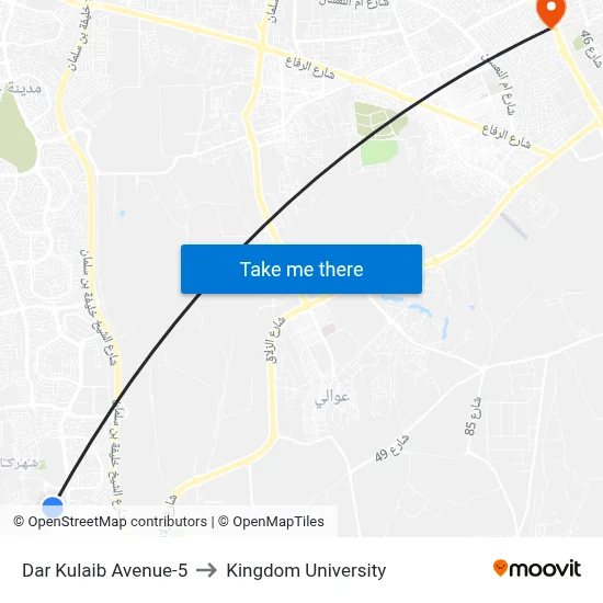 Dar Kulaib Avenue-5 to Kingdom University map