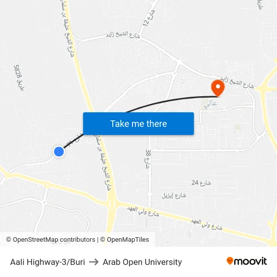 Aali Highway-3/Buri to Arab Open University map
