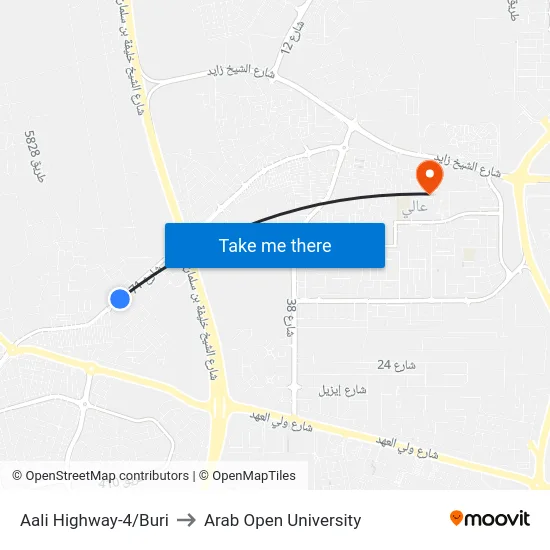 Aali Highway-4/Buri to Arab Open University map