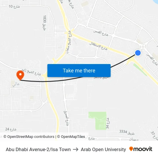 Abu Dhabi Avenue-2/Isa Town to Arab Open University map