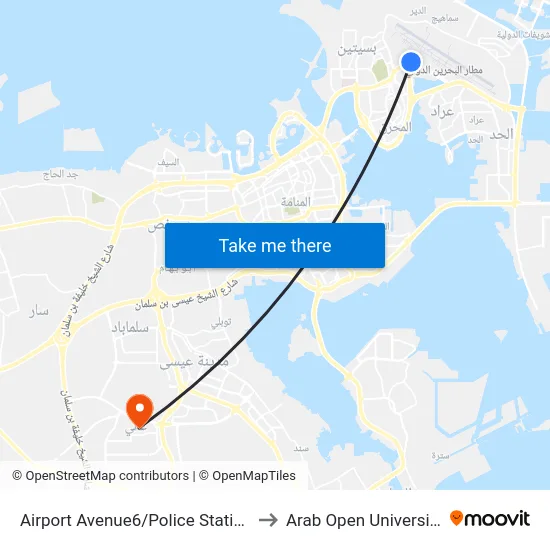 Airport Avenue6/Police Station to Arab Open University map