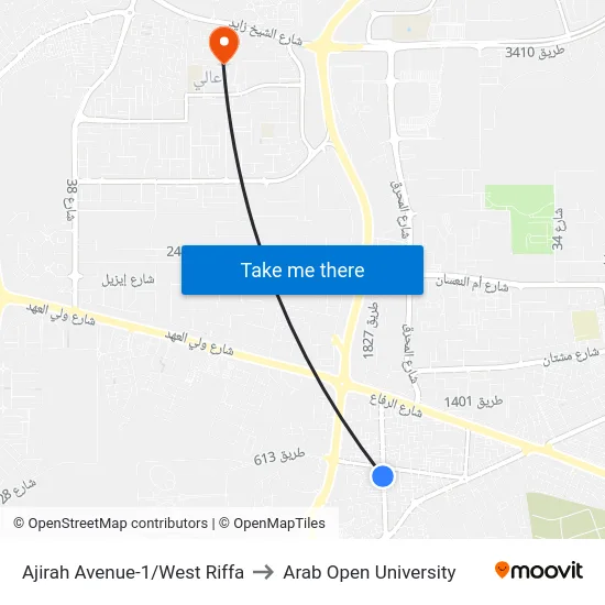 Ajirah Avenue-1/West Riffa to Arab Open University map