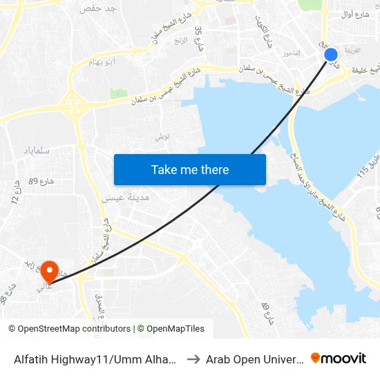 Alfatih Highway11/Umm Alhassam to Arab Open University map