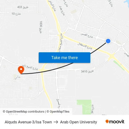 Alquds Avenue-3/Isa Town to Arab Open University map