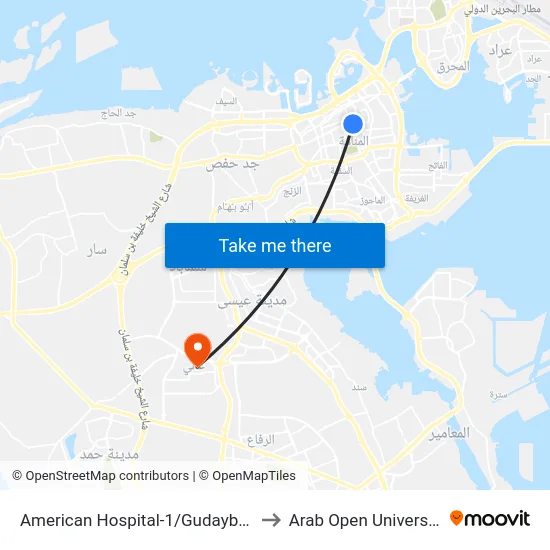 American Hospital-1/Gudaybiya to Arab Open University map