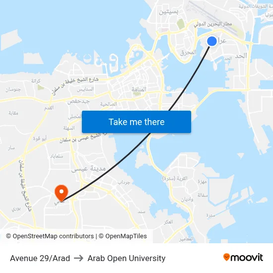 Avenue 29/Arad to Arab Open University map