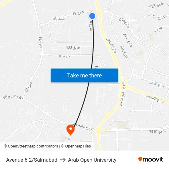 Avenue 6-2/Salmabad to Arab Open University map