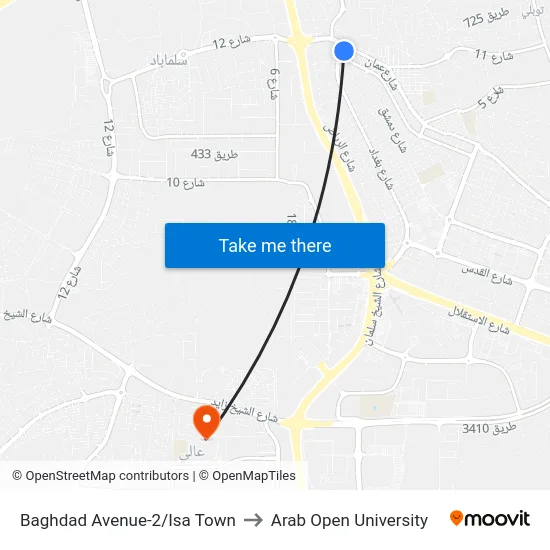 Baghdad Avenue-2/Isa Town to Arab Open University map