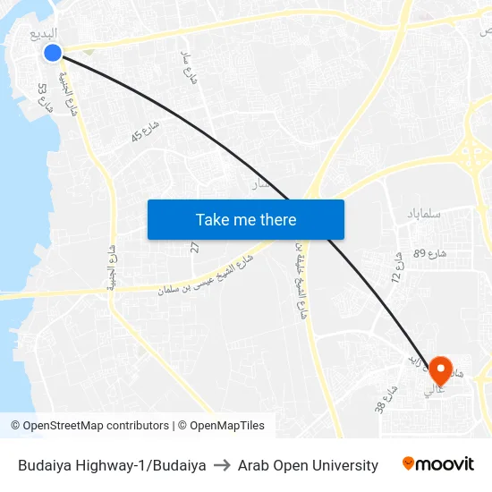 Budaiya Highway-1/Budaiya to Arab Open University map