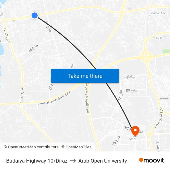 Budaiya Highway-10/Diraz to Arab Open University map