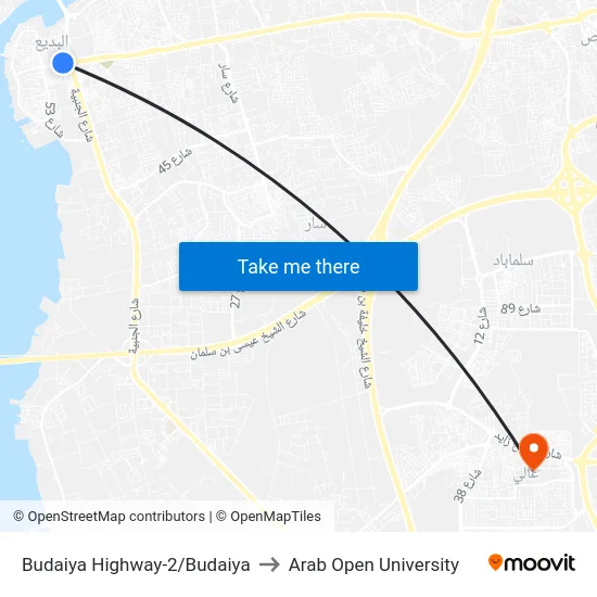 Budaiya Highway-2/Budaiya to Arab Open University map