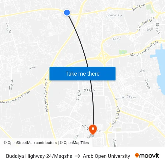 Budaiya Highway-24/Maqsha to Arab Open University map