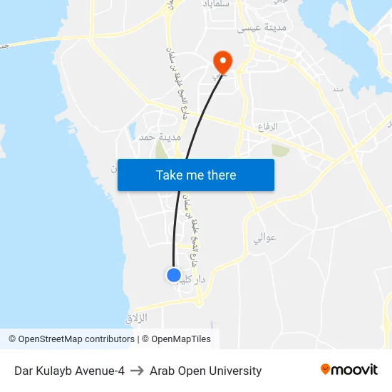 Dar Kulayb Avenue-4 to Arab Open University map