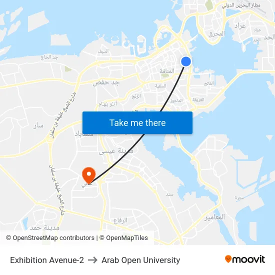 Exhibition Avenue-2 to Arab Open University map