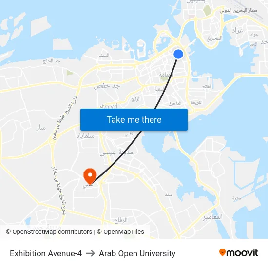 Exhibition Avenue-4 to Arab Open University map