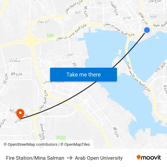 Fire Station/Mina Salman to Arab Open University map