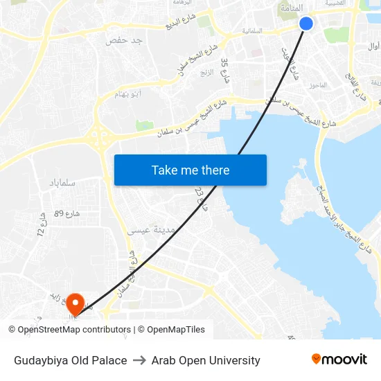 Gudaybiya Old Palace to Arab Open University map