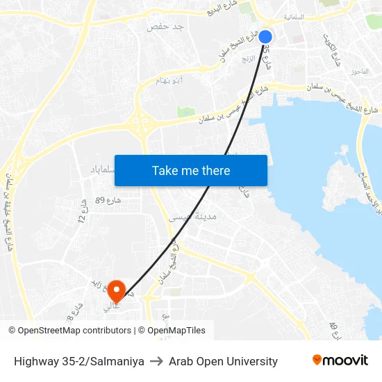 Highway 35-2/Salmaniya to Arab Open University map