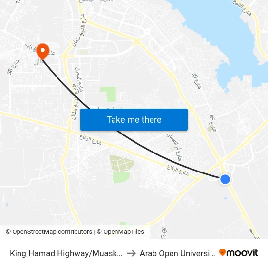 King Hamad Highway/Muasker to Arab Open University map