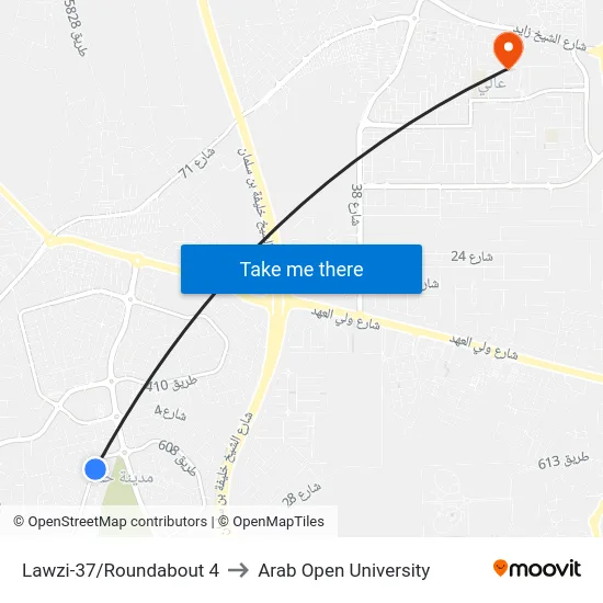 Lawzi-37/Roundabout 4 to Arab Open University map