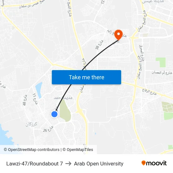 Lawzi-47/Roundabout 7 to Arab Open University map