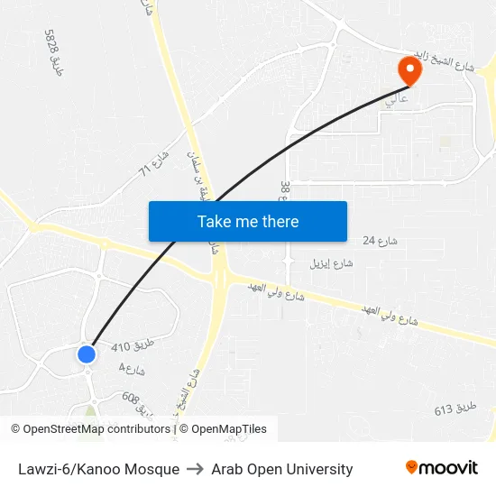 Lawzi-6/Kanoo Mosque to Arab Open University map