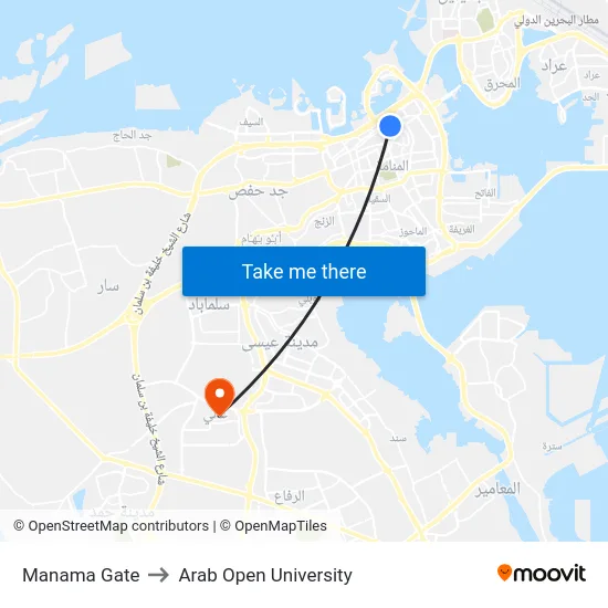 Manama Gate to Arab Open University map
