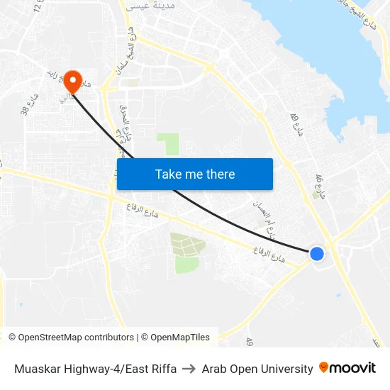 Muaskar Highway-4/East Riffa to Arab Open University map