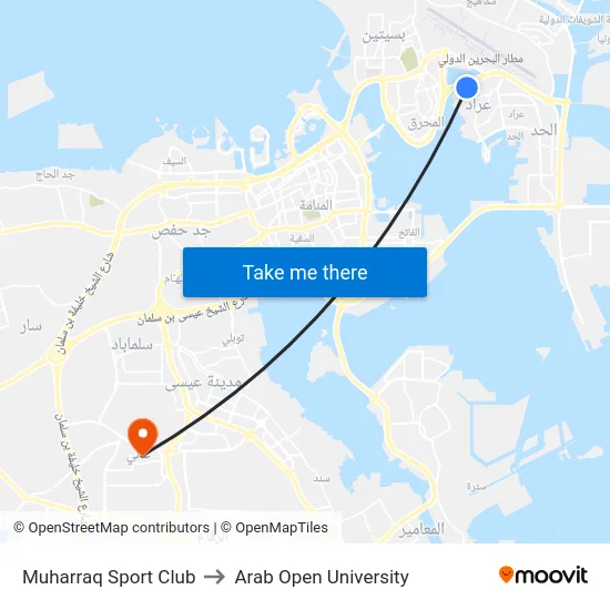 Muharraq Sport Club to Arab Open University map