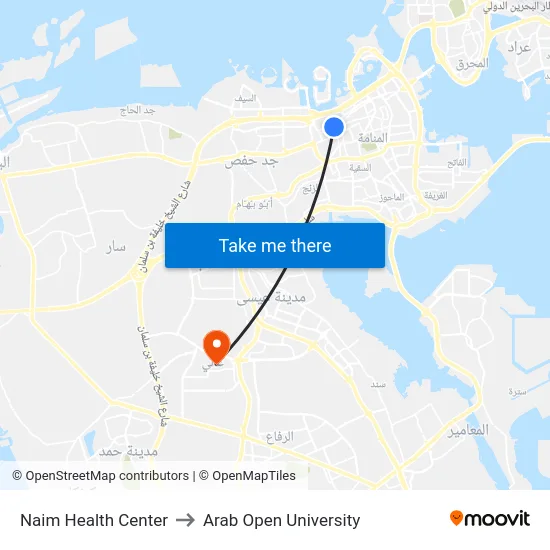 Naim Health Center to Arab Open University map