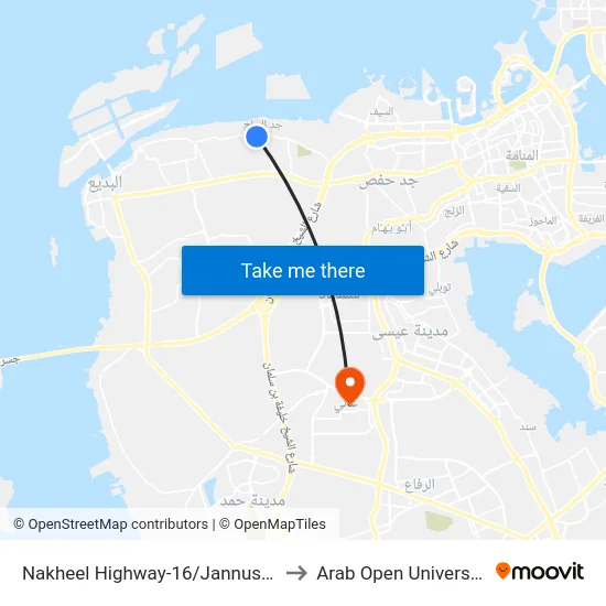 Nakheel Highway-16/Jannusan to Arab Open University map