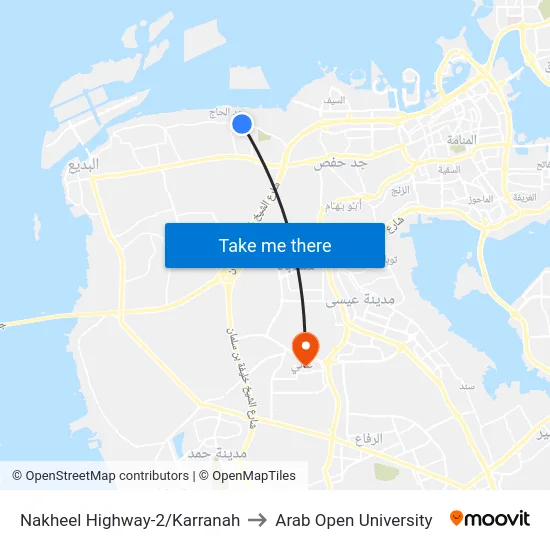 Nakheel Highway-2/Karranah to Arab Open University map