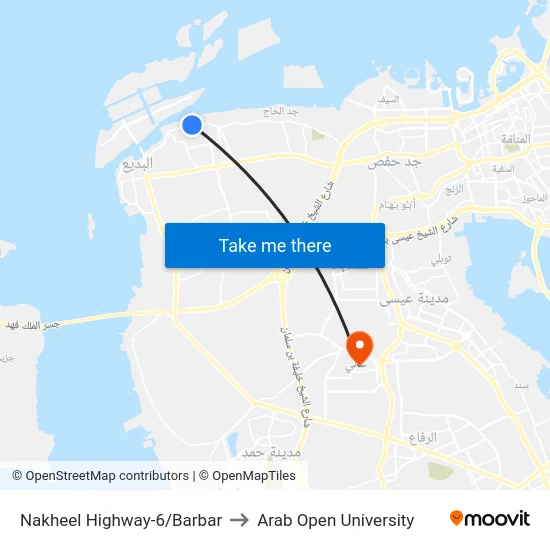 Nakheel Highway-6/Barbar to Arab Open University map