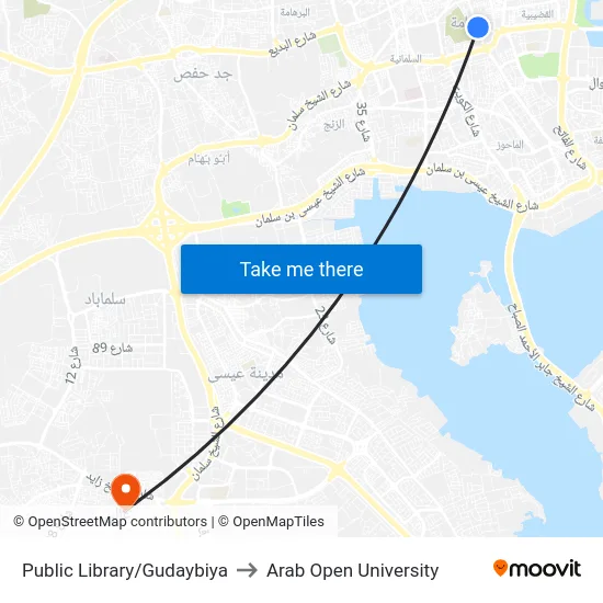 Public Library/Gudaybiya to Arab Open University map