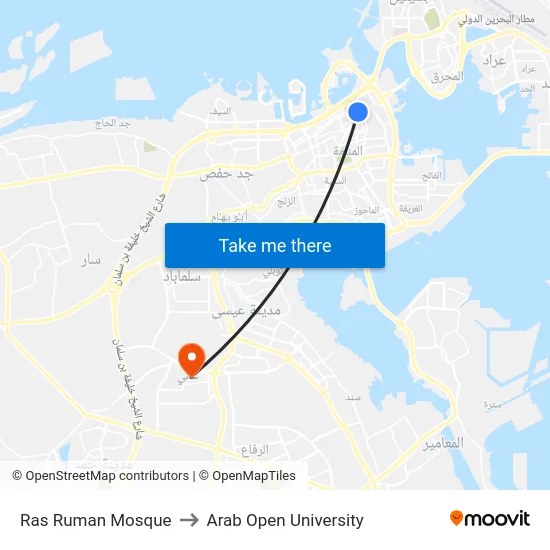 Ras Ruman Mosque to Arab Open University map