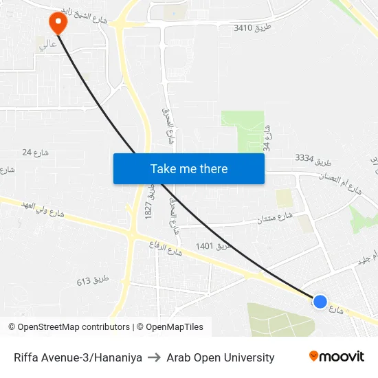 Riffa Avenue-3/Hananiya to Arab Open University map