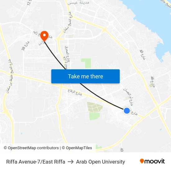 Riffa Avenue-7/East Riffa to Arab Open University map
