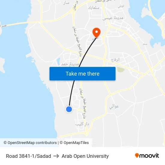 Road 3841-1/Sadad to Arab Open University map