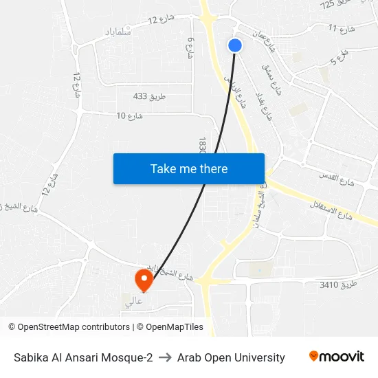 Sabika Al Ansari Mosque-2 to Arab Open University map