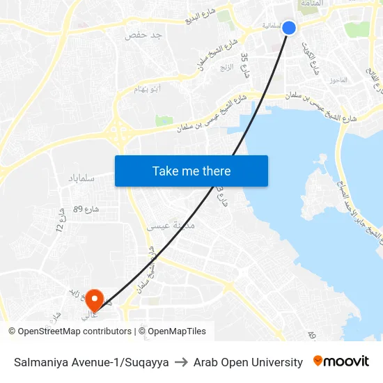 Salmaniya Avenue-1/Suqayya to Arab Open University map