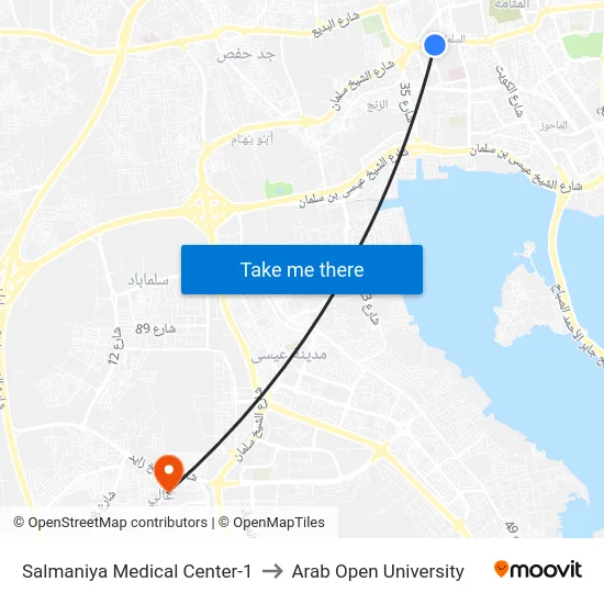 Salmaniya Medical Center-1 to Arab Open University map