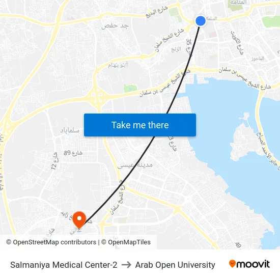 Salmaniya Medical Center-2 to Arab Open University map