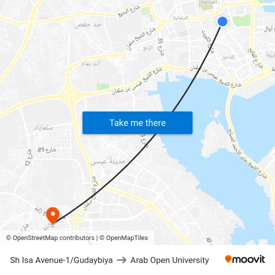 Sh Isa Avenue-1/Gudaybiya to Arab Open University map