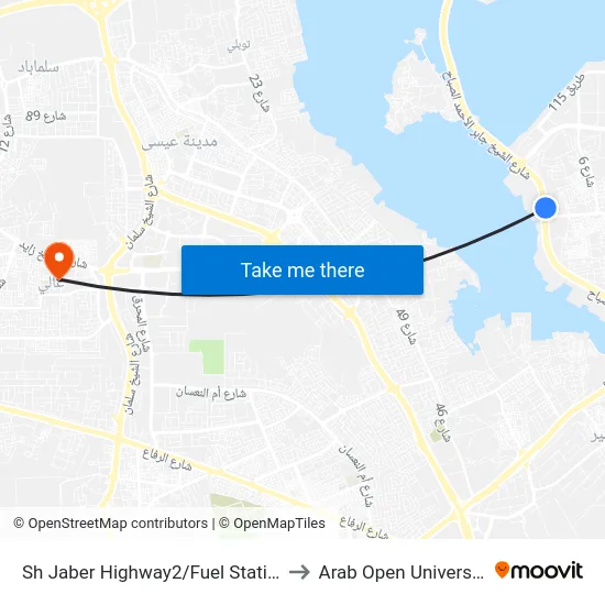 Sh Jaber Highway2/Fuel Station to Arab Open University map
